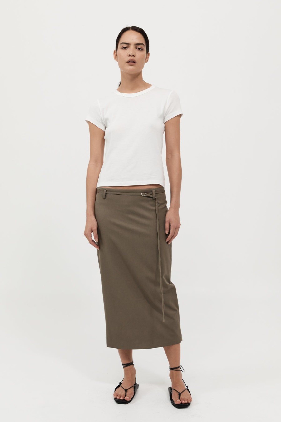 ST. AGNI Belted Pencil Skirt - Kelp | Tailoring