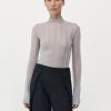 ST. AGNI Fine Pleat Long Sleeve Top - Silver | Knitwear