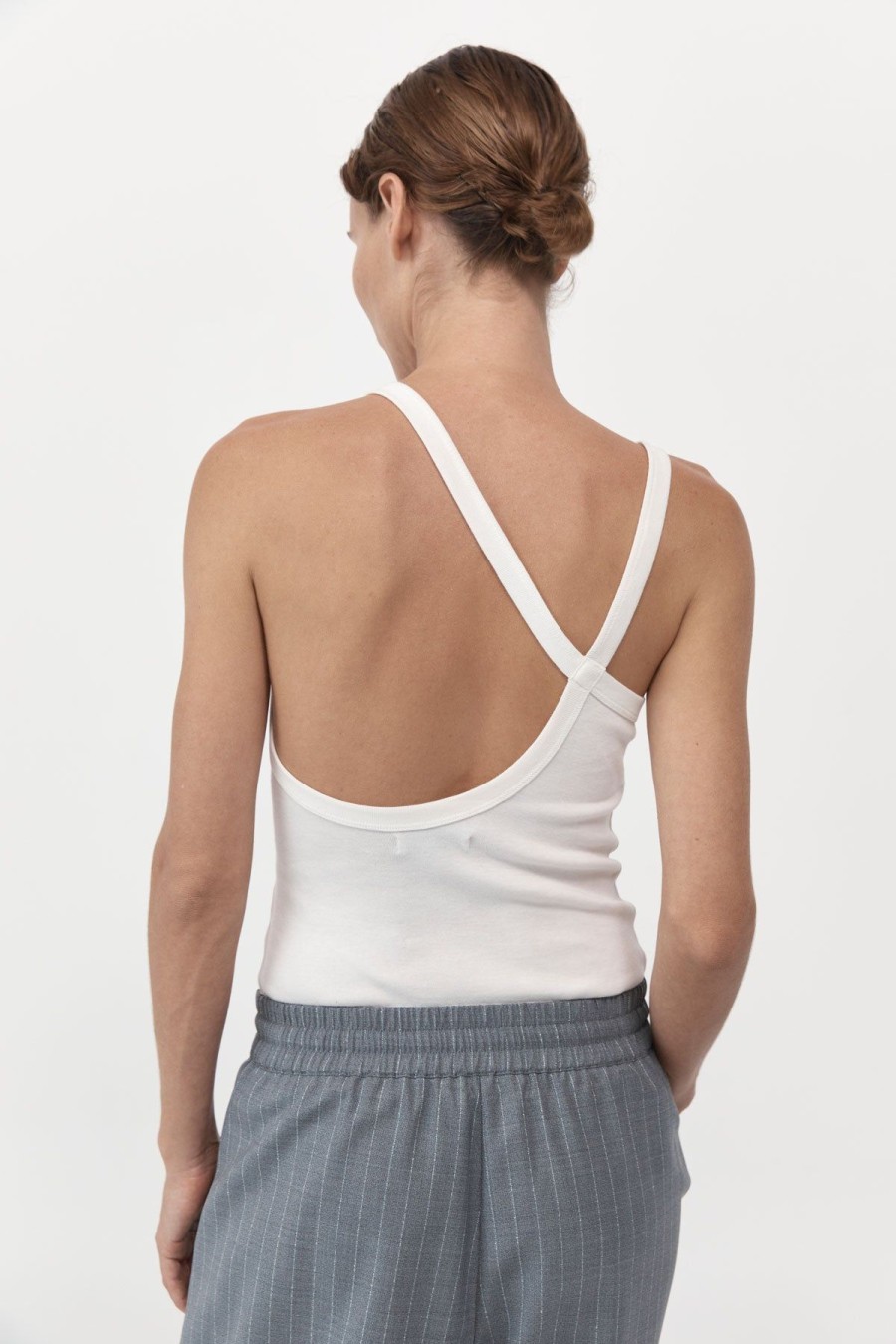 ST. AGNI Organic Cotton Abstract Singlet - White | Tops