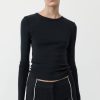 ST. AGNI Organic Cotton Long Sleeve Top - Black | T-Shirts