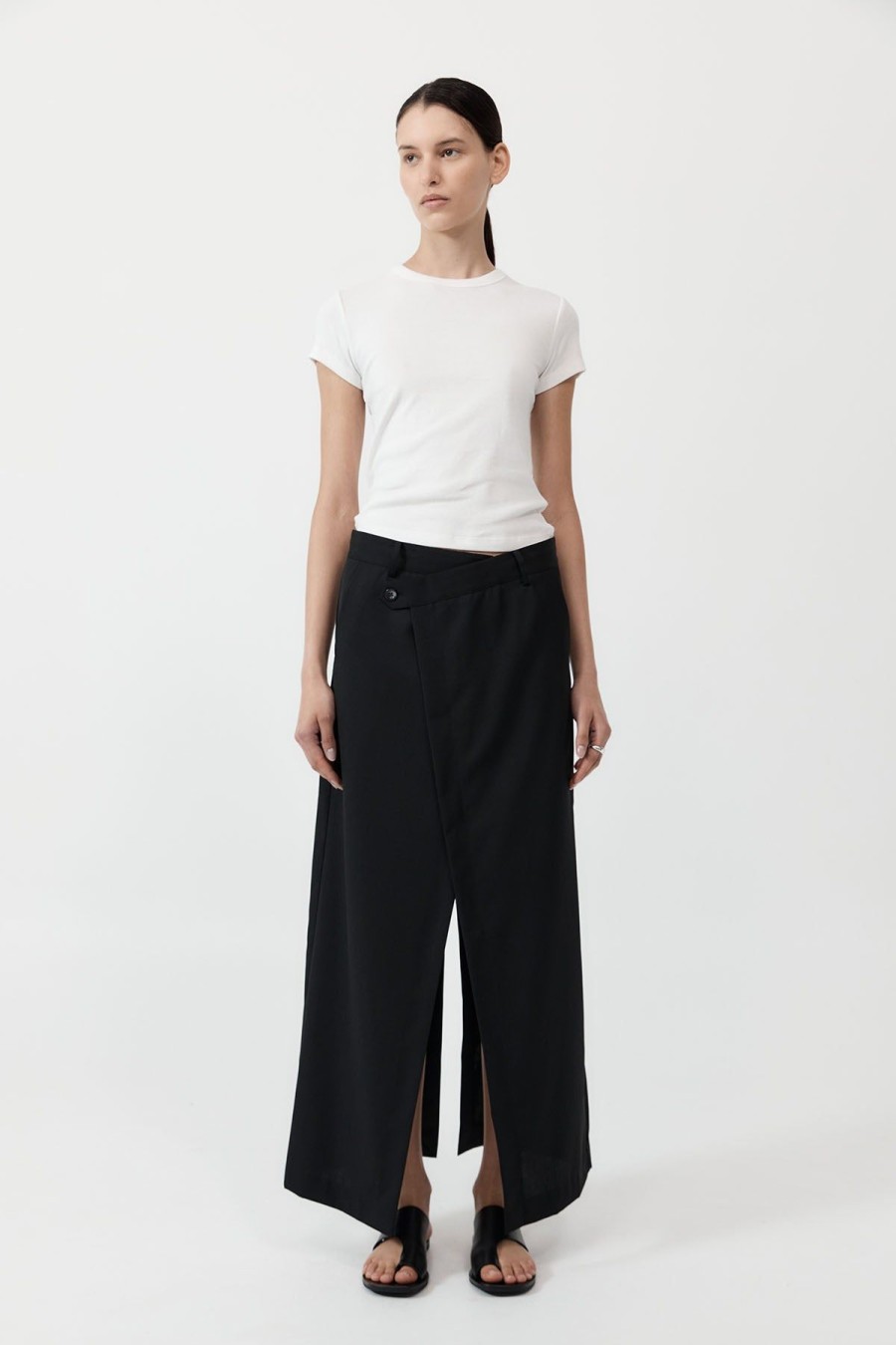 ST. AGNI Deconstructed Waist Maxi Skirt - Black | Tailoring