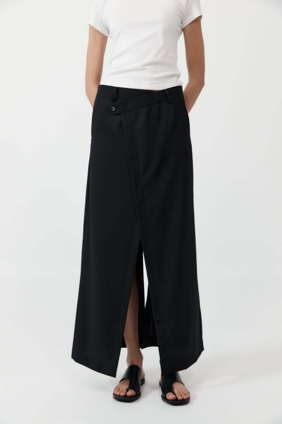 ST. AGNI Deconstructed Waist Maxi Skirt - Black | Tailoring