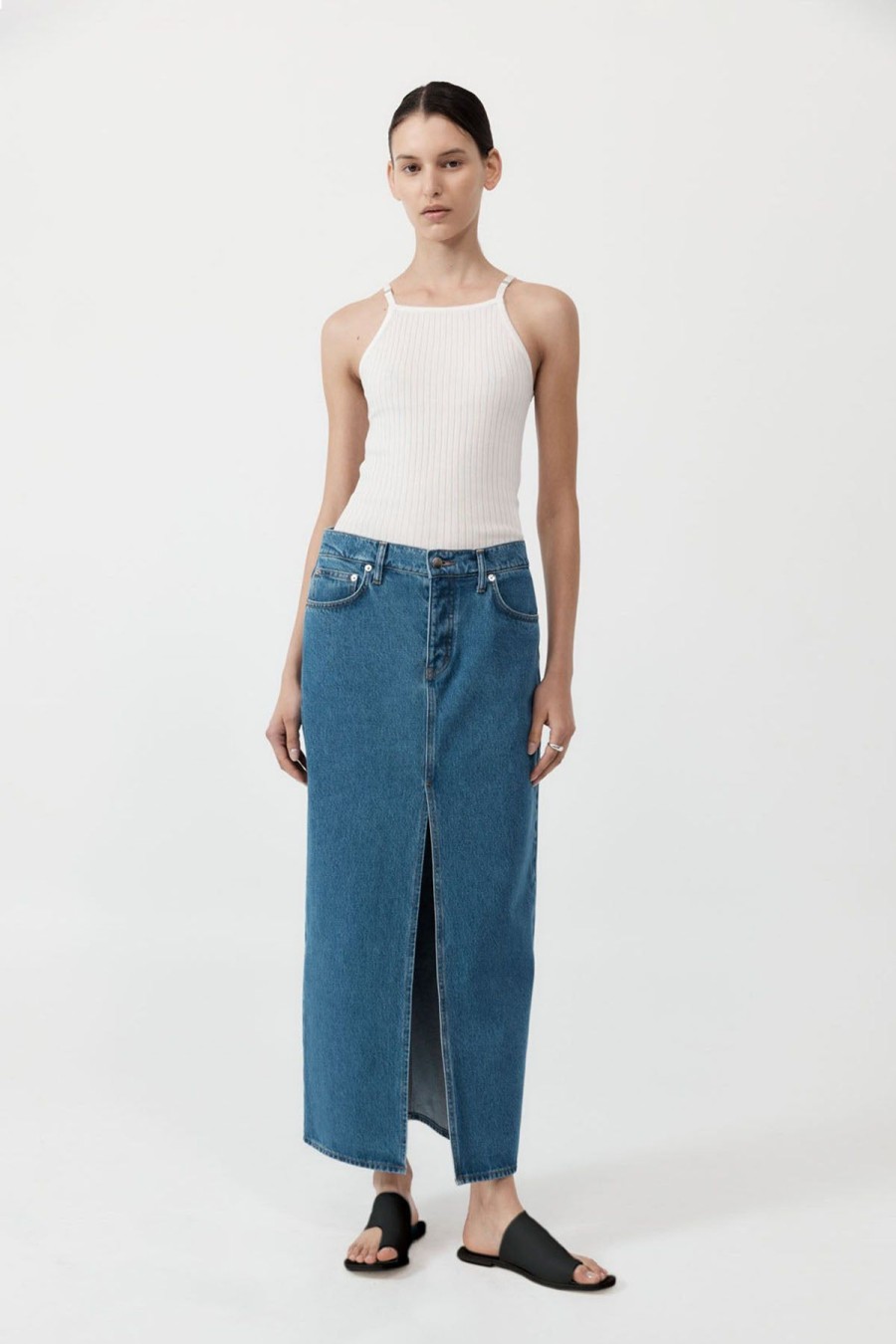 ST. AGNI Denim Maxi Skirt - Denim Blue | Skirts