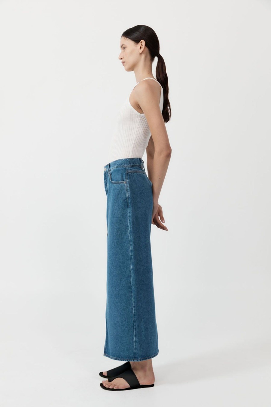 ST. AGNI Denim Maxi Skirt - Denim Blue | Skirts