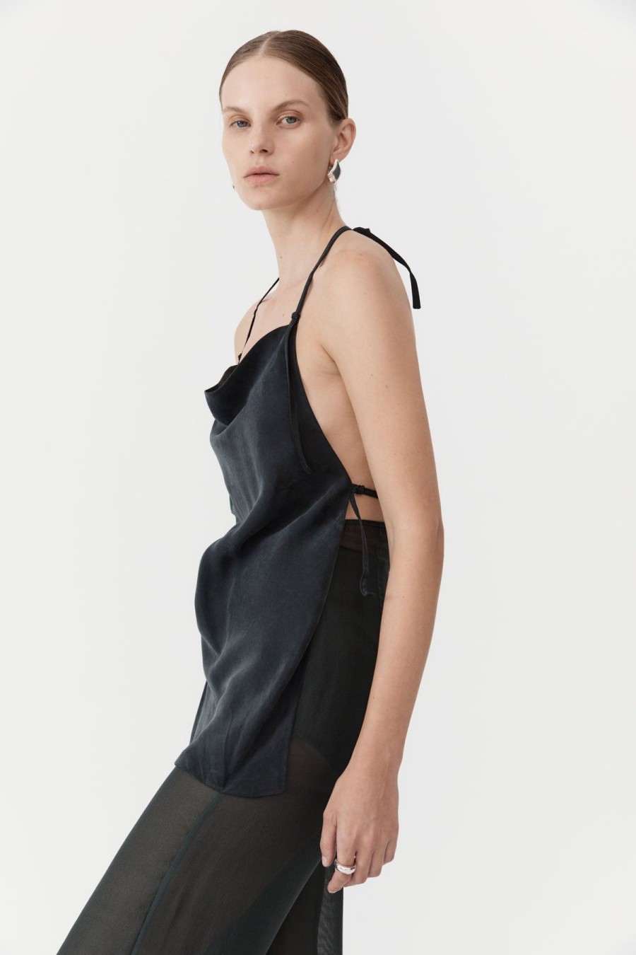 ST. AGNI Adjustable Strap Top - Black | Tops