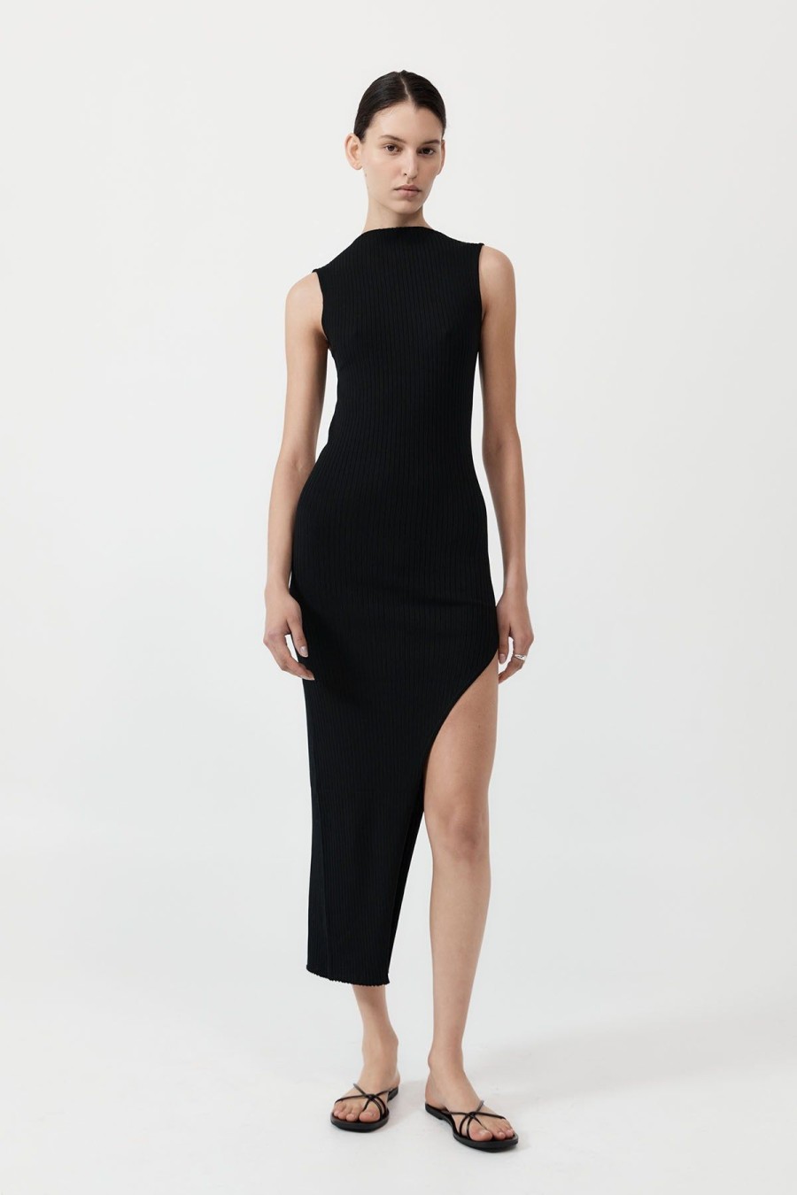 ST. AGNI Cut Away Knit Dress - Black | Knitwear