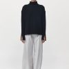 ST. AGNI Mock Neck Rib Knit Jumper - Black | Knitwear