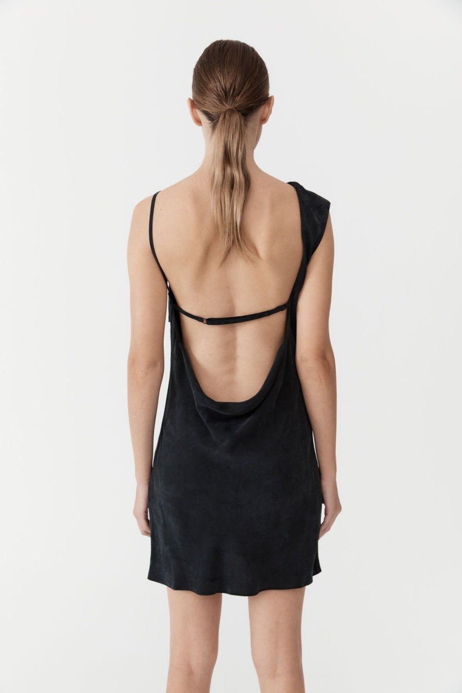 ST. AGNI Sophia Drape Mini Dress - Washed Black | Dresses