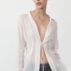 ST. AGNI Sheer Linen Tie Top - White | Shirts