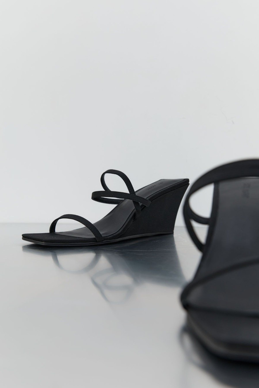 ST. AGNI Cross Strap Wedge - Black | Heels