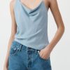 ST. AGNI Asymm Drape Top - Stone Blue | Tops