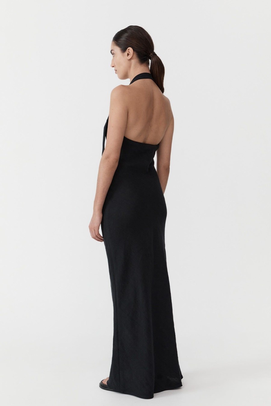 ST. AGNI Linen Bias Maxi Dress - Black | Tailoring