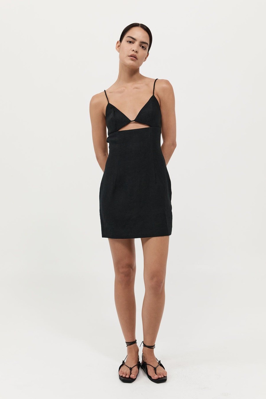 ST. AGNI Linen Bra Mini Dress - Black | Dresses