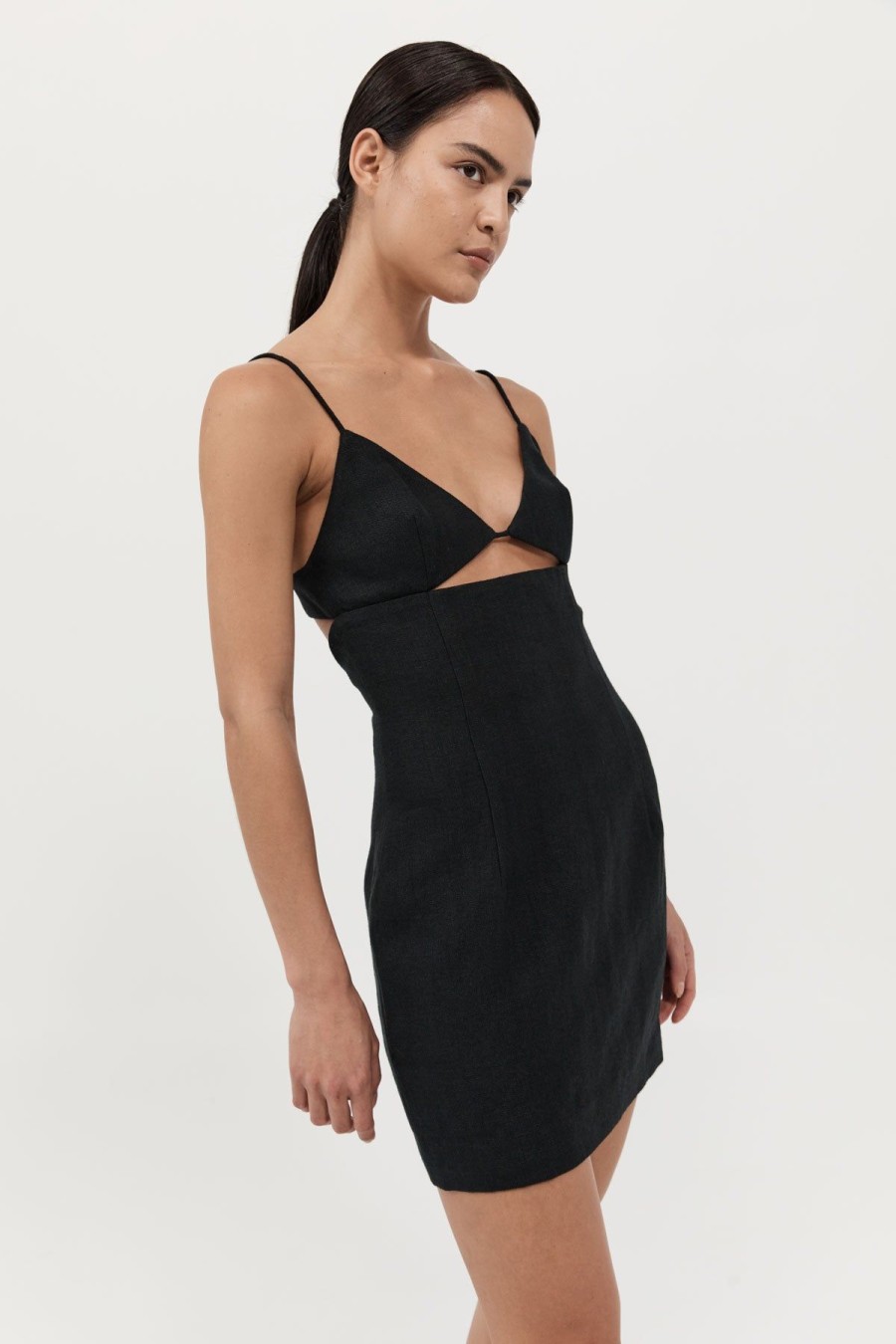 ST. AGNI Linen Bra Mini Dress - Black | Dresses