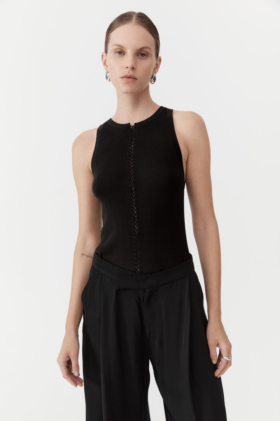 ST. AGNI Stitch Detail Tank - Black | Basics