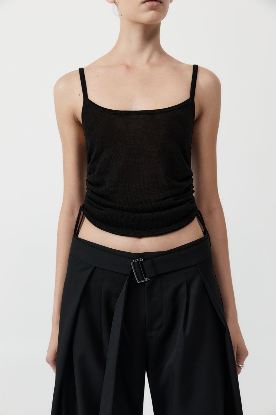 ST. AGNI Ruched Tank - Black | Singlets