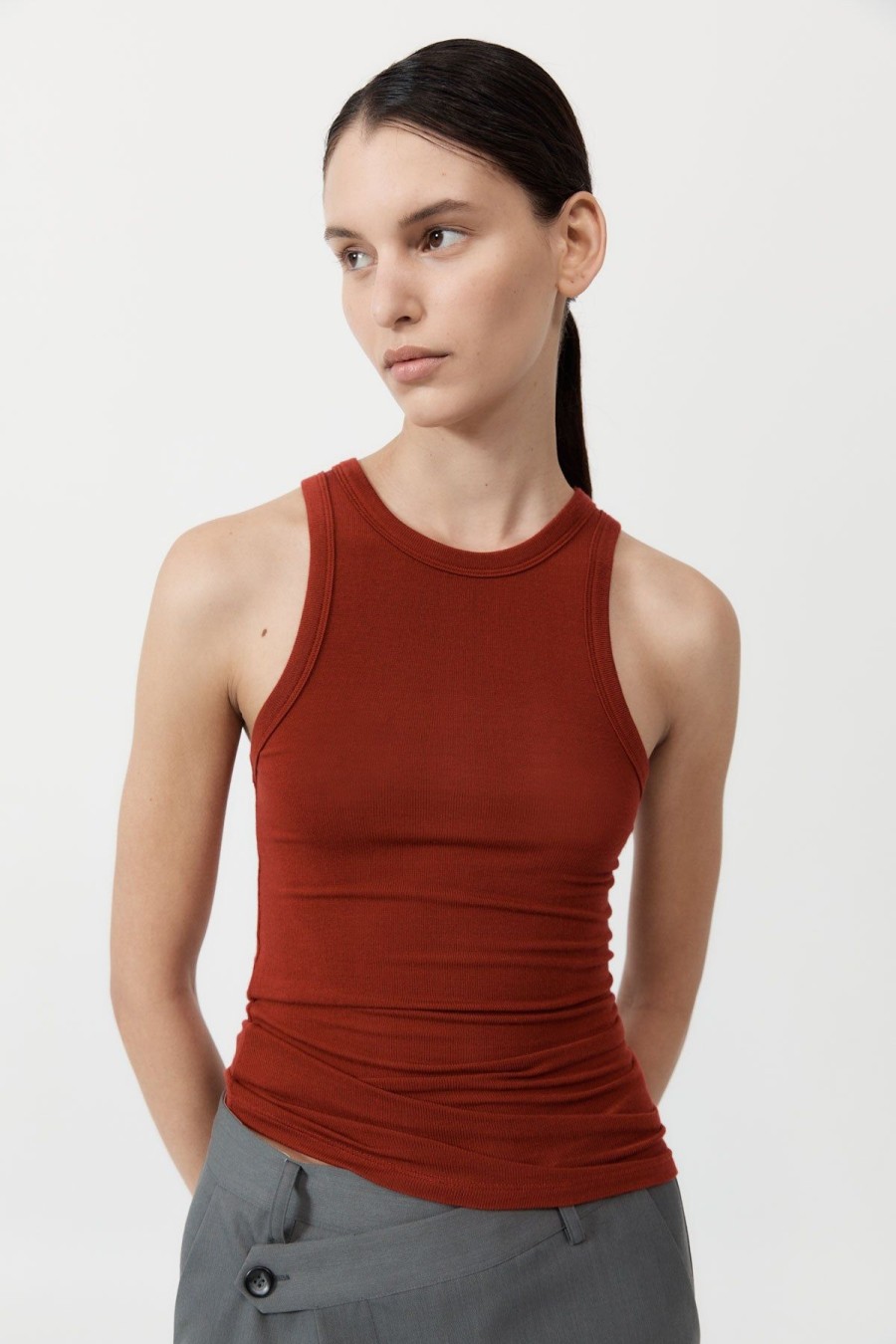 ST. AGNI Jersey Tank - Rouge | Knitwear