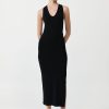 ST. AGNI Plunge Neck Knit Dress - Black | Knitwear