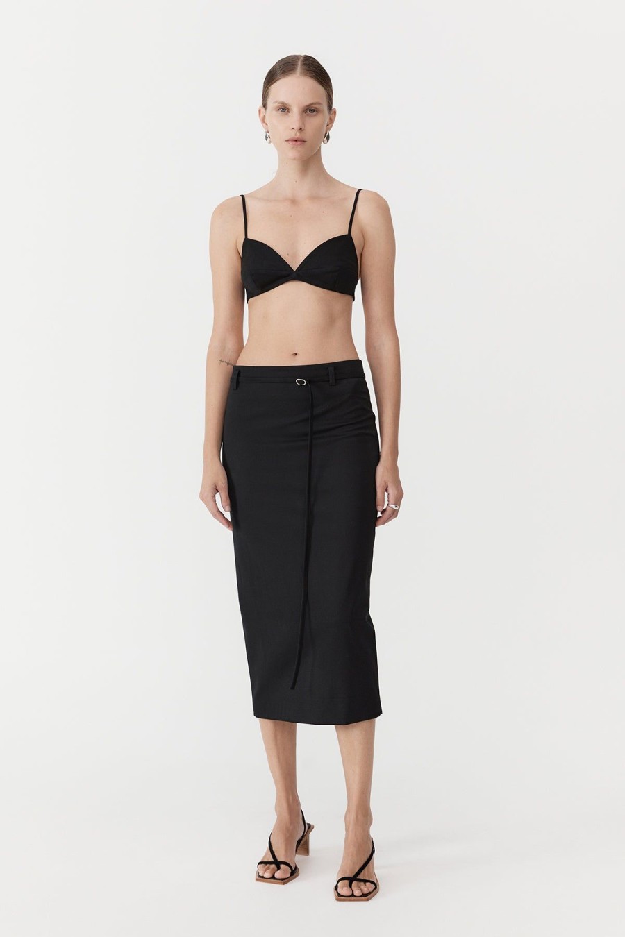 ST. AGNI Belted Pencil Skirt - Black | Skirts