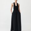 ST. AGNI Plunge Neck Dress - Black | Dresses