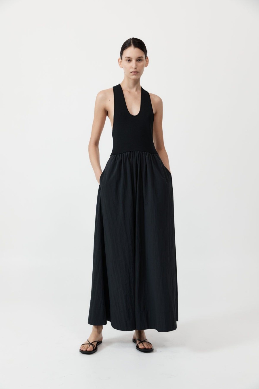 ST. AGNI Plunge Neck Dress - Black | Dresses