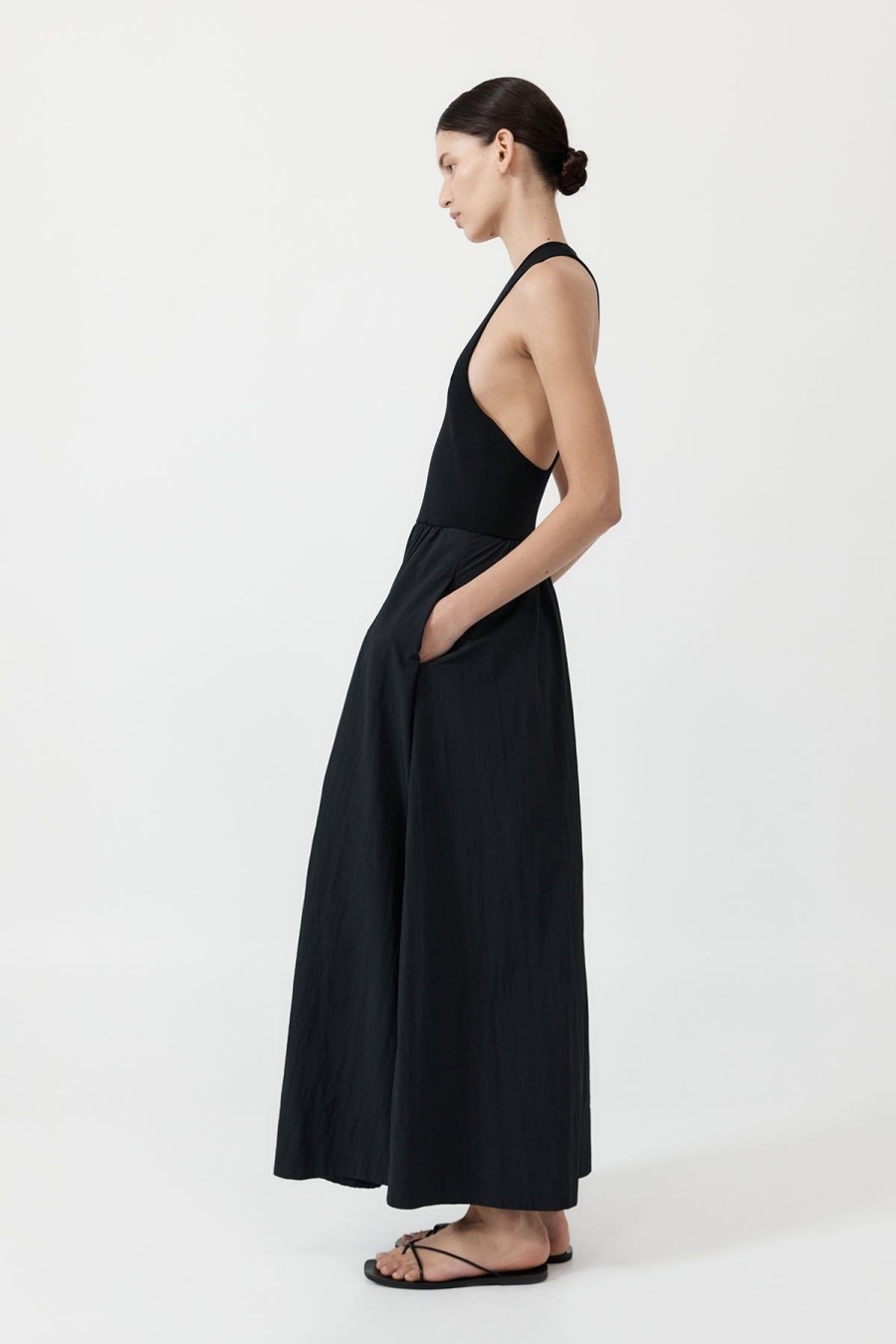 ST. AGNI Plunge Neck Dress - Black | Dresses