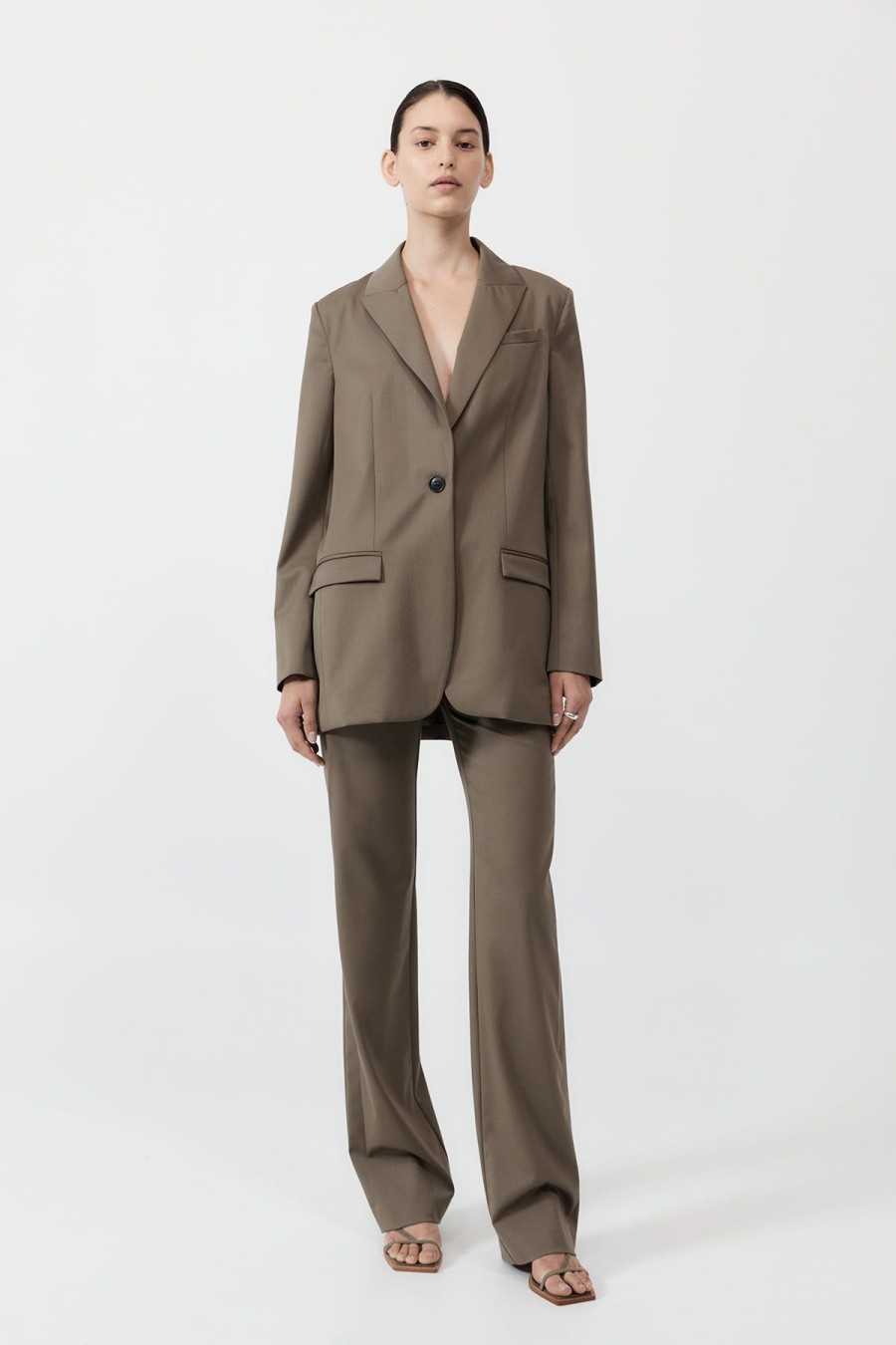 ST. AGNI Belt Detail Blazer - Kelp | Tailoring