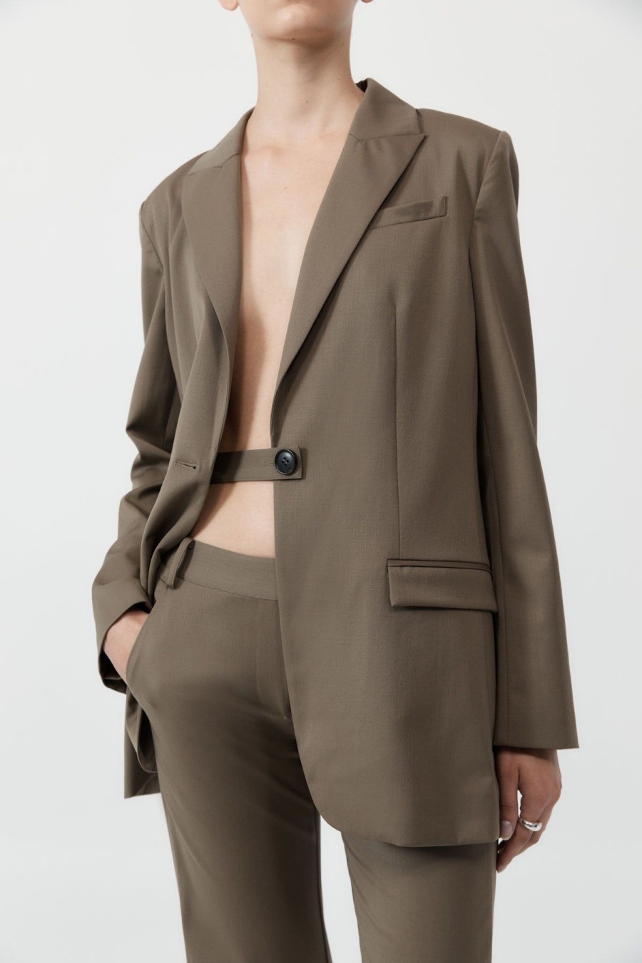 ST. AGNI Belt Detail Blazer - Kelp | Tailoring