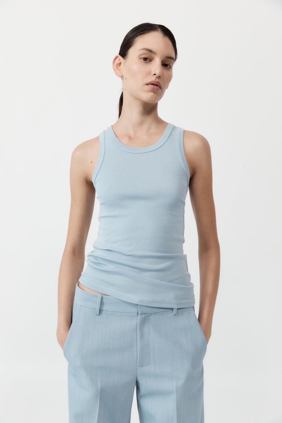 ST. AGNI Organic Cotton Singlet - Stone Blue | Uni