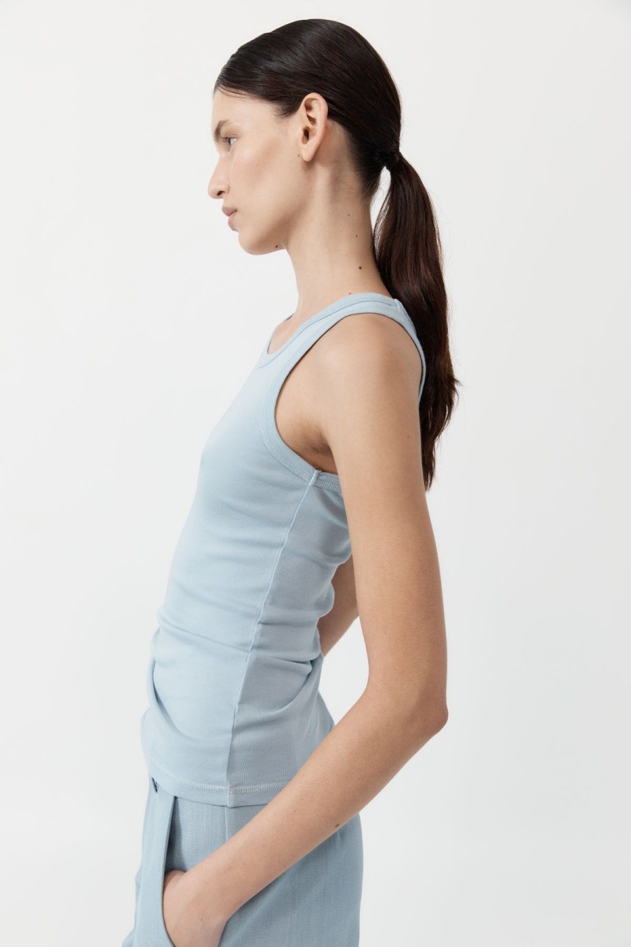 ST. AGNI Organic Cotton Singlet - Stone Blue | Uni