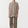 ST. AGNI Mesh Short Sleeve Shirt - Fog | Knitwear