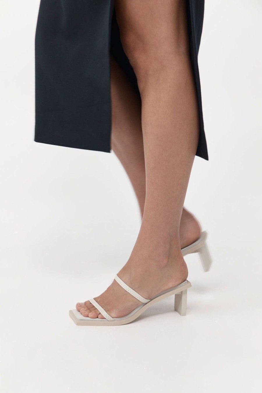 ST. AGNI Fine Strap Heel - Cool White | Heels