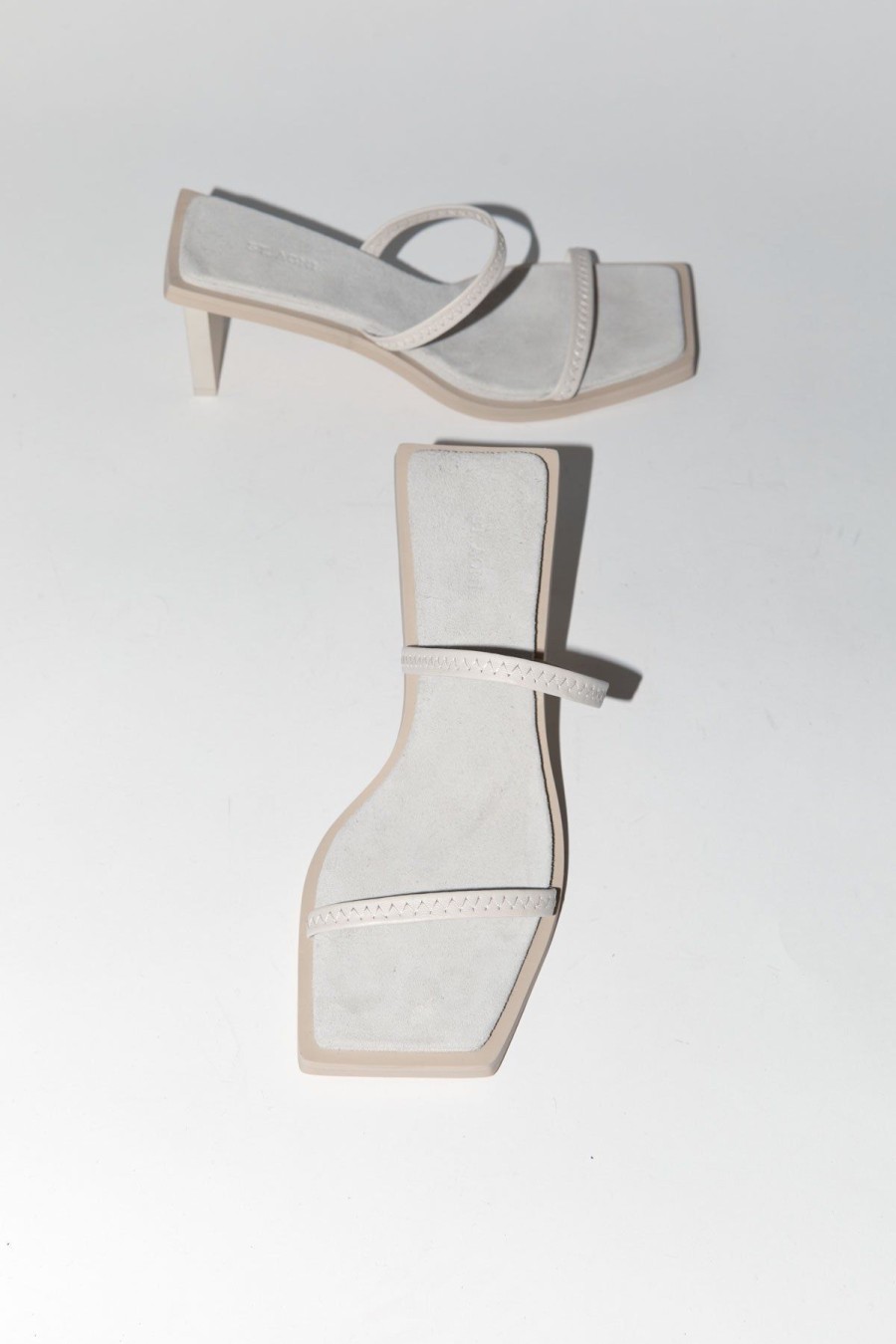 ST. AGNI Fine Strap Heel - Cool White | Heels