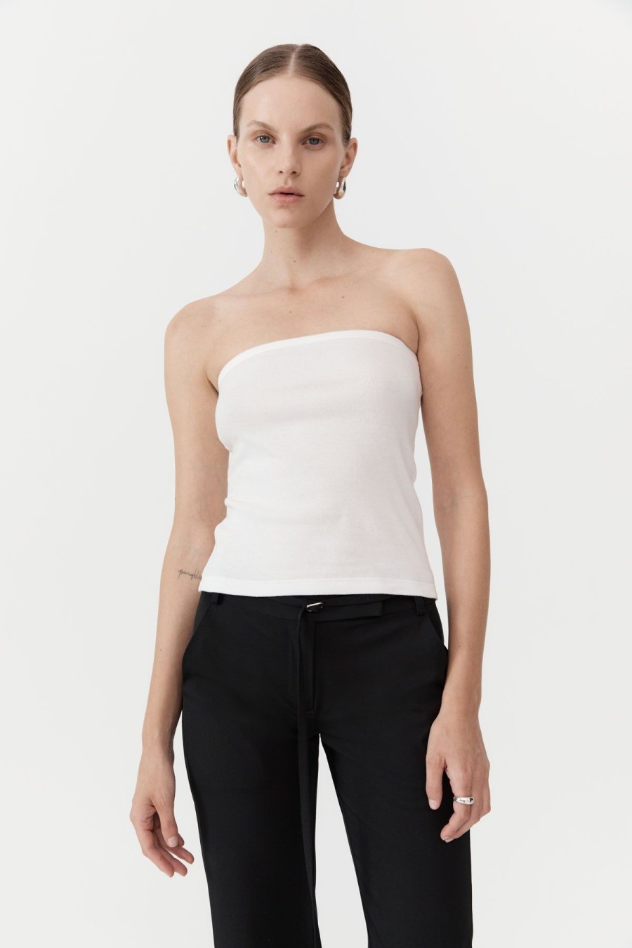 ST. AGNI Organic Cotton Strapless Top - White | Basics