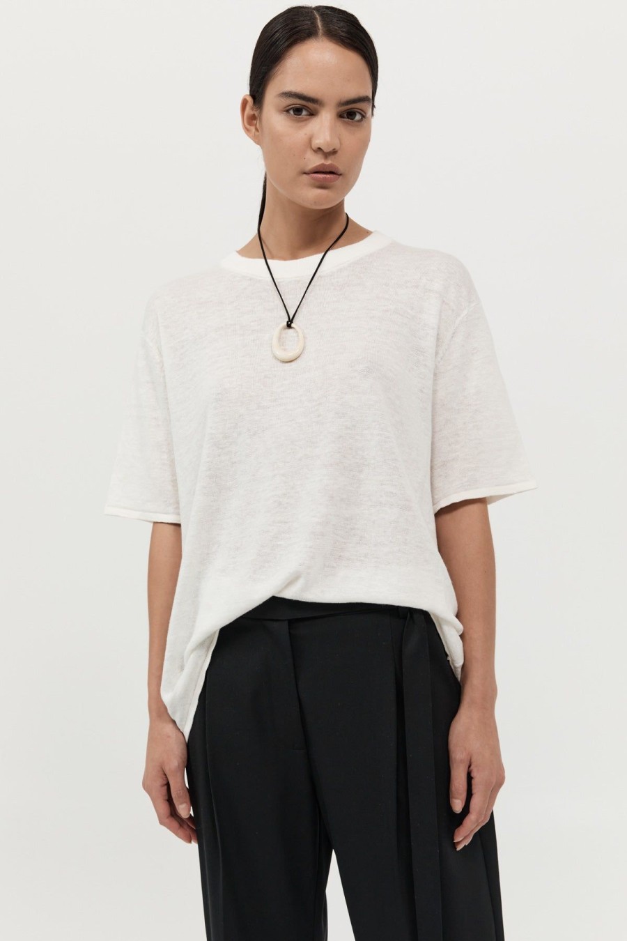 ST. AGNI Copain Knit Tee - Off White | T-Shirts