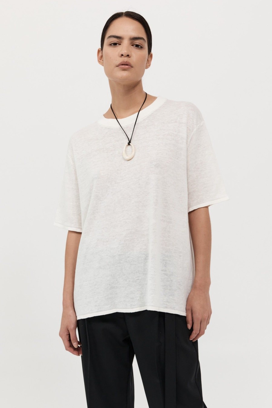 ST. AGNI Copain Knit Tee - Off White | T-Shirts