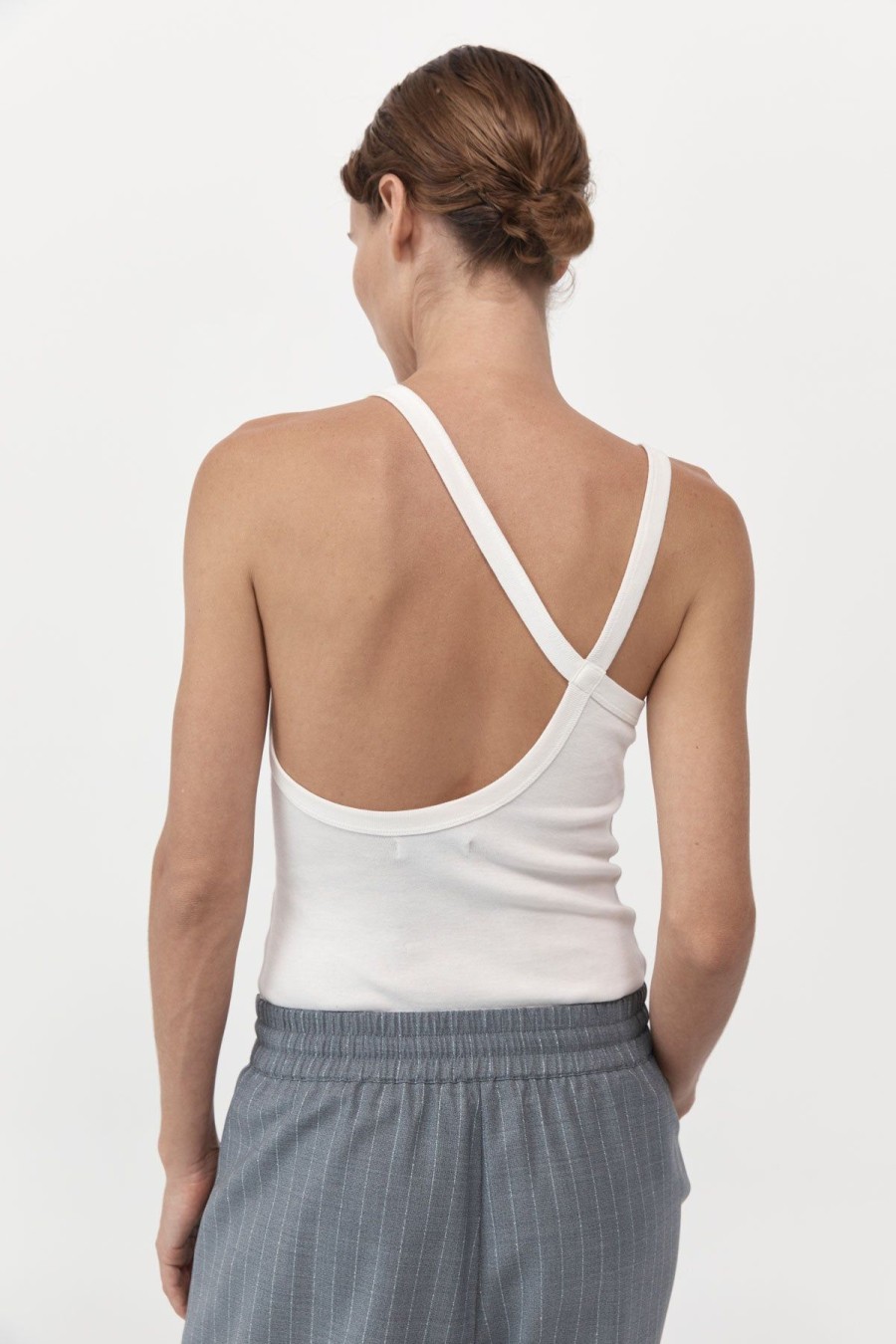 ST. AGNI Organic Cotton Abstract Singlet - White | Basics