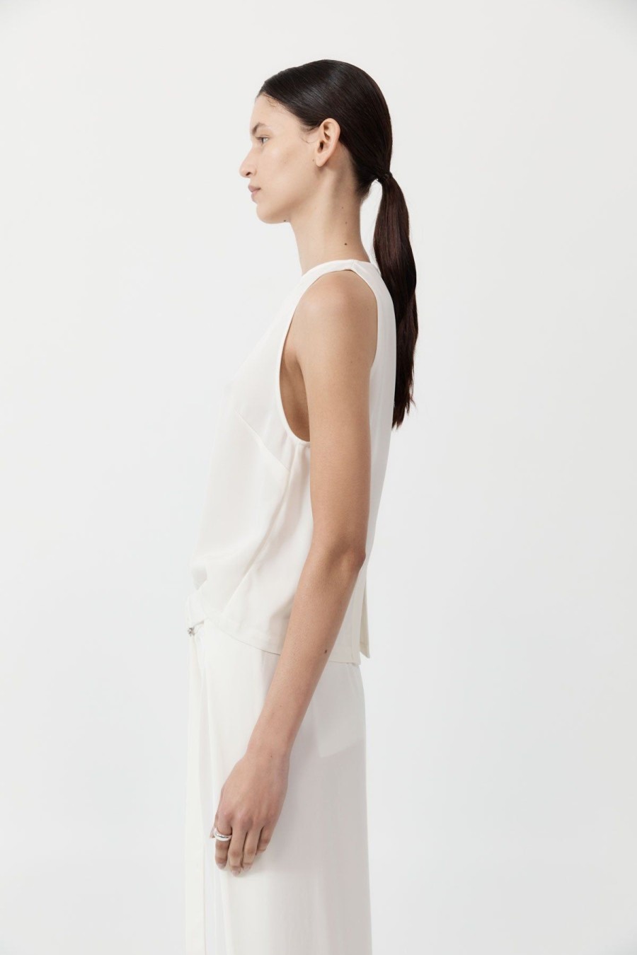 ST. AGNI Viscose Shell Top - Off White | Tops