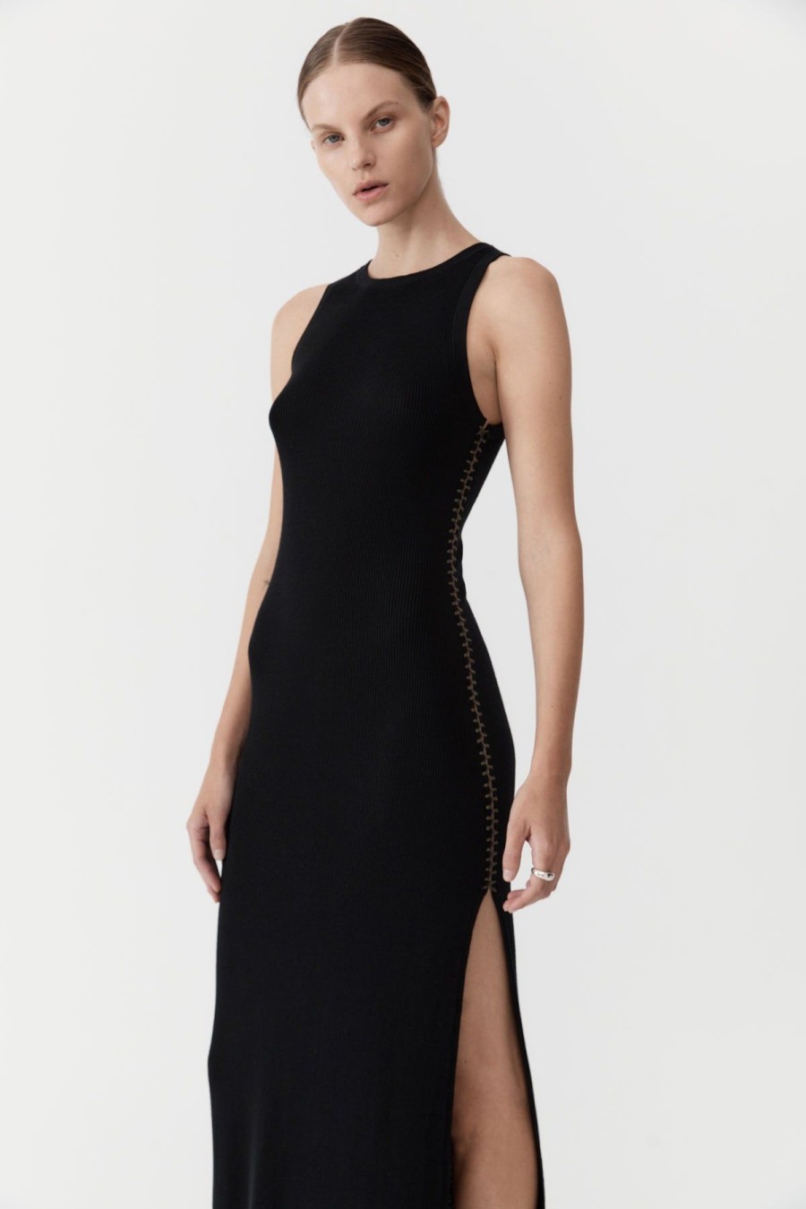 ST. AGNI Stitch Detail Dress - Black | Dresses