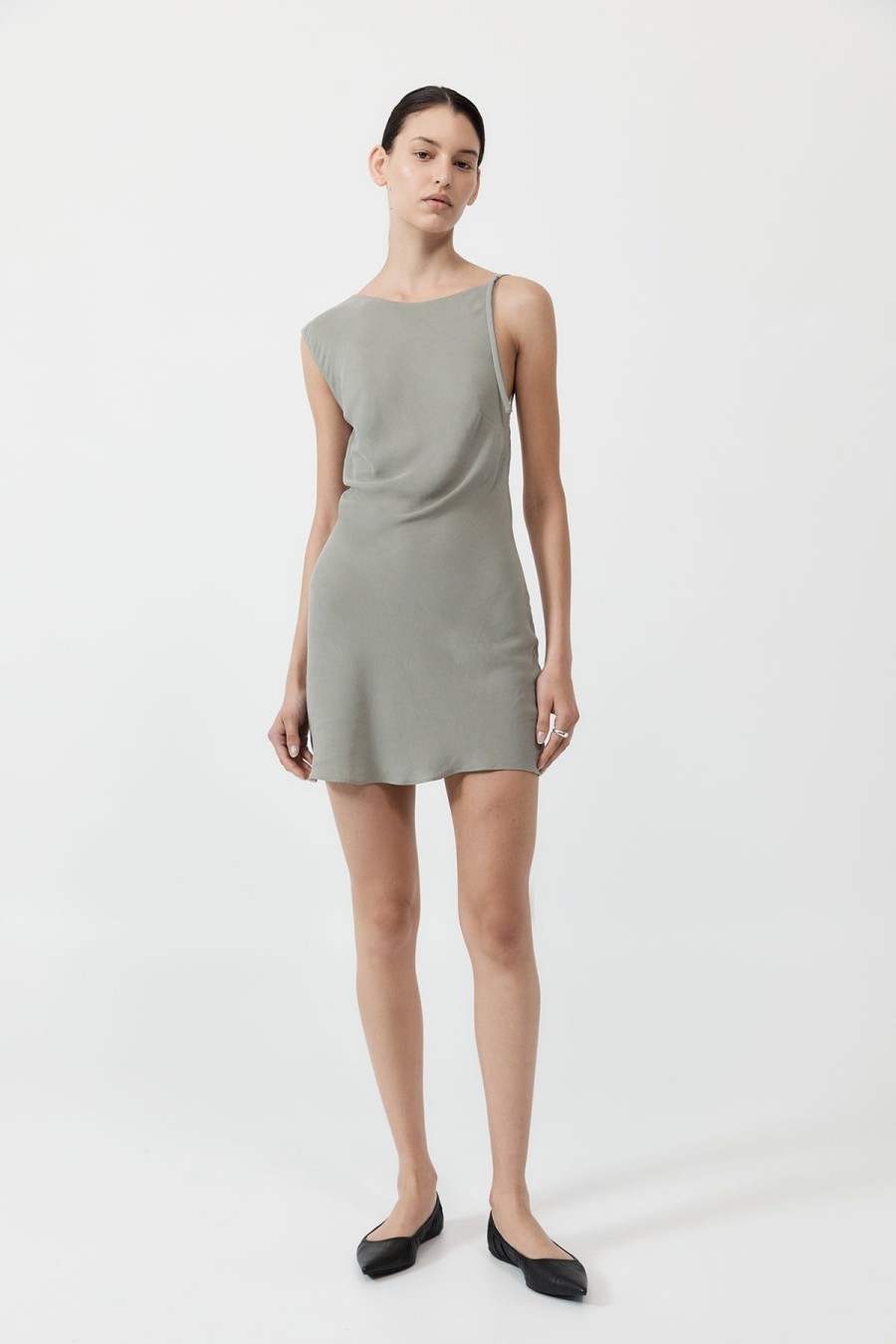 ST. AGNI Sophia Drape Mini Dress - Shadow | Dresses