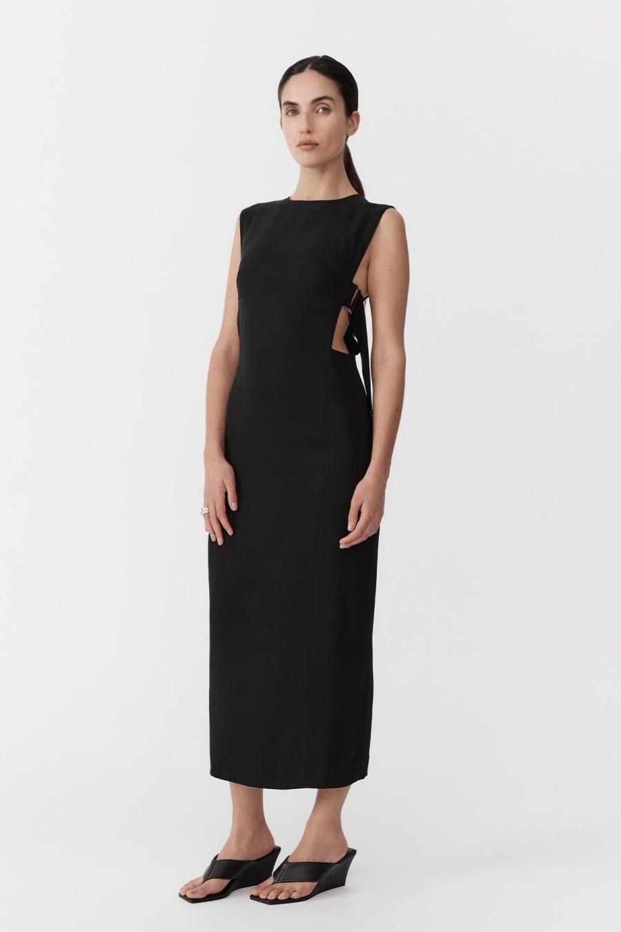 ST. AGNI Classic Side Detail Dress - Black | Tailoring