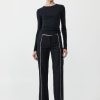 ST. AGNI Deconstructed Pinstripe Trousers - Black | Pants