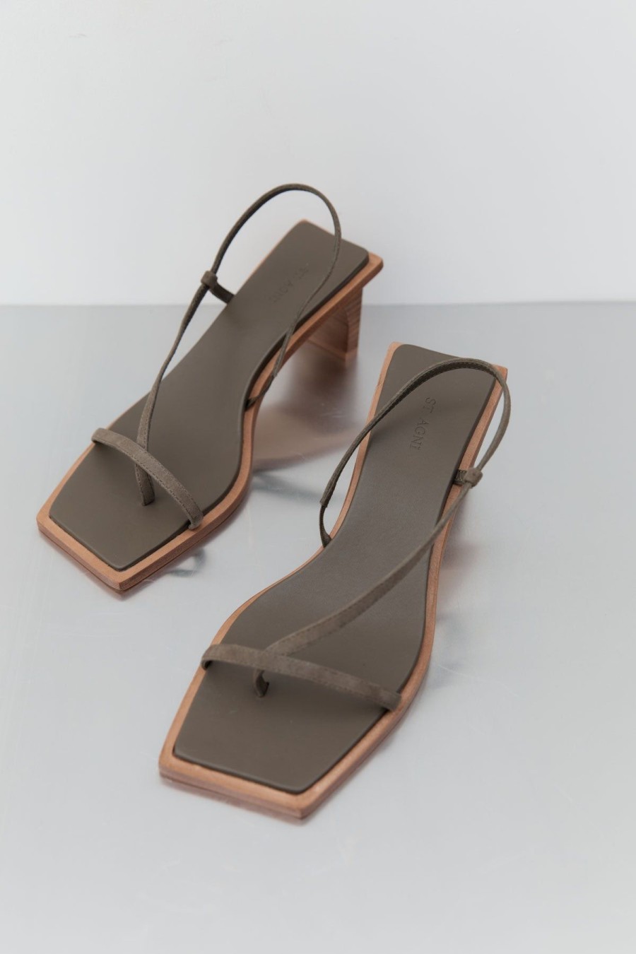 ST. AGNI Suede Strap Heel - Kelp | Heels