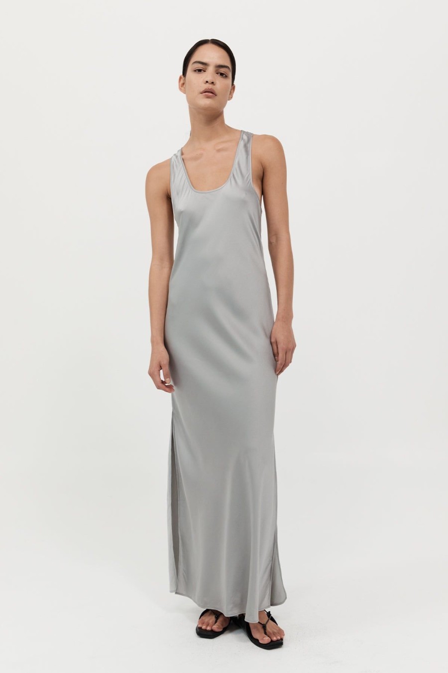 ST. AGNI Bias Tank Dress - Silver | Dresses