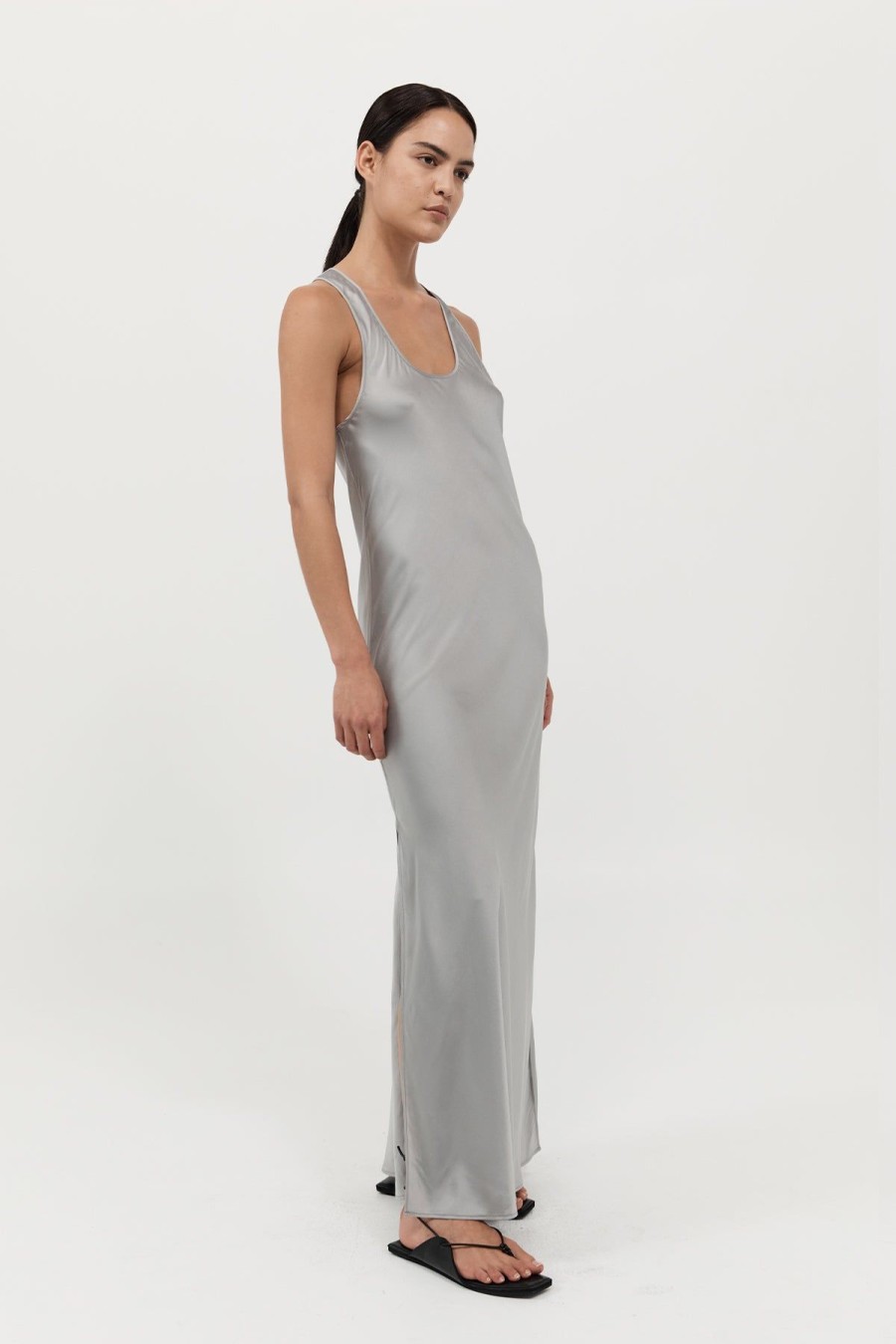 ST. AGNI Bias Tank Dress - Silver | Dresses