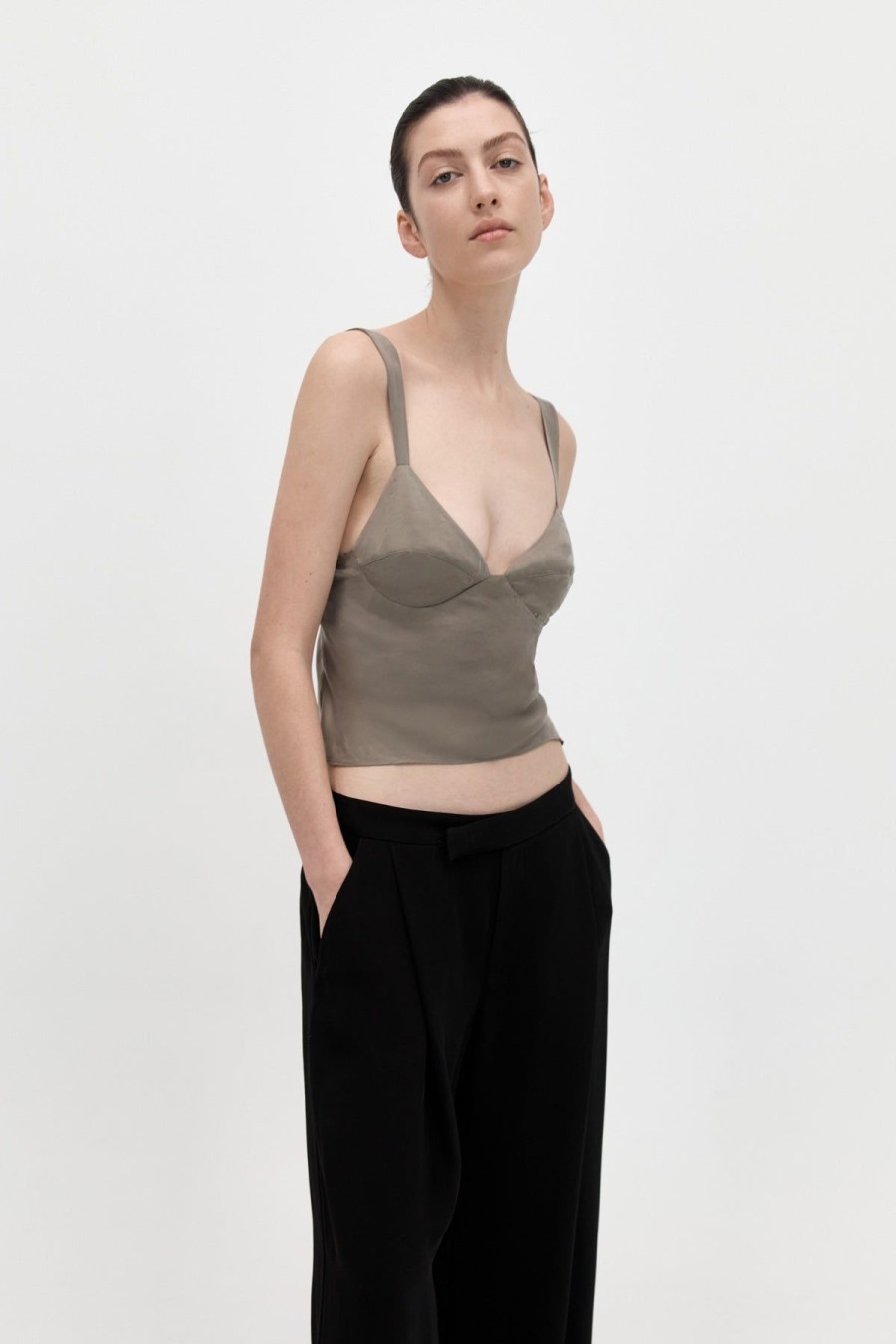 ST. AGNI Peignoir Camisole - Castor Grey | Singlets