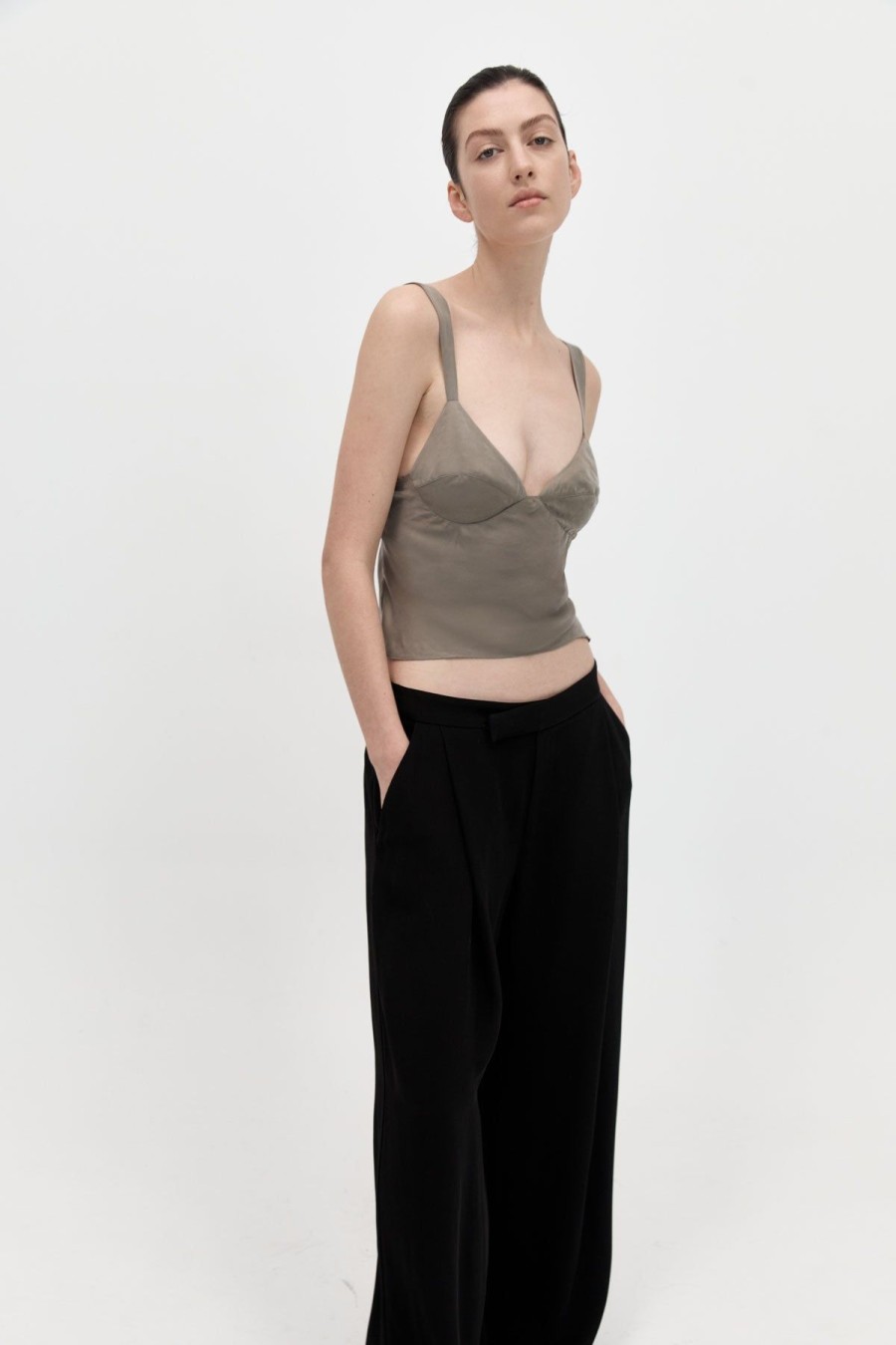 ST. AGNI Peignoir Camisole - Castor Grey | Singlets