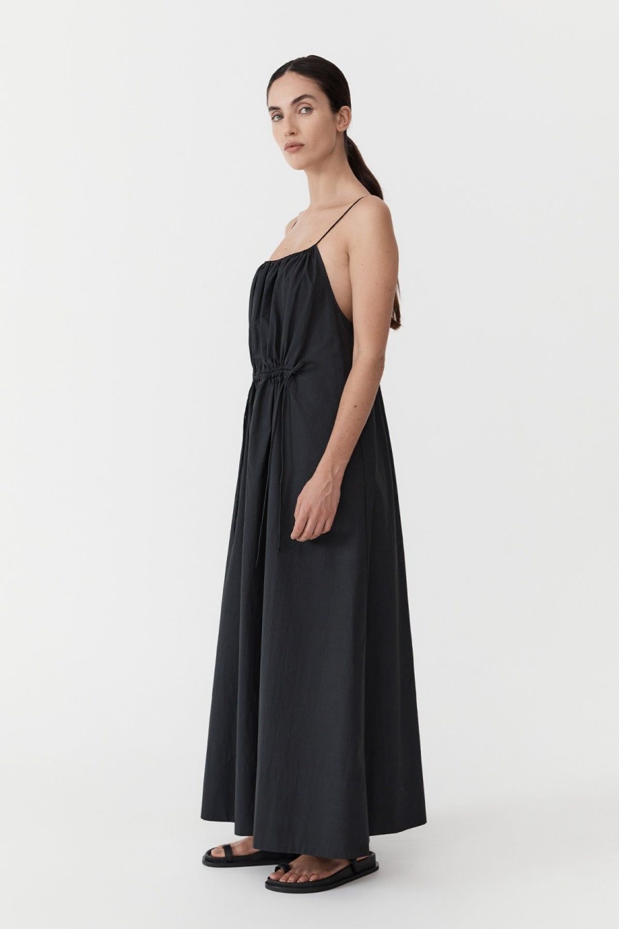 ST. AGNI Relaxed Drawstring Dress - Black | Dresses