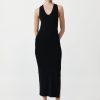 ST. AGNI Plunge Neck Knit Dress - Black | Dresses