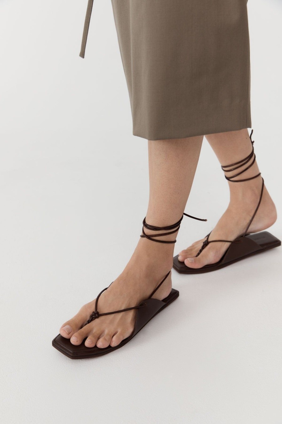 ST. AGNI Tie Up Sandal - Chocolate | Sandals